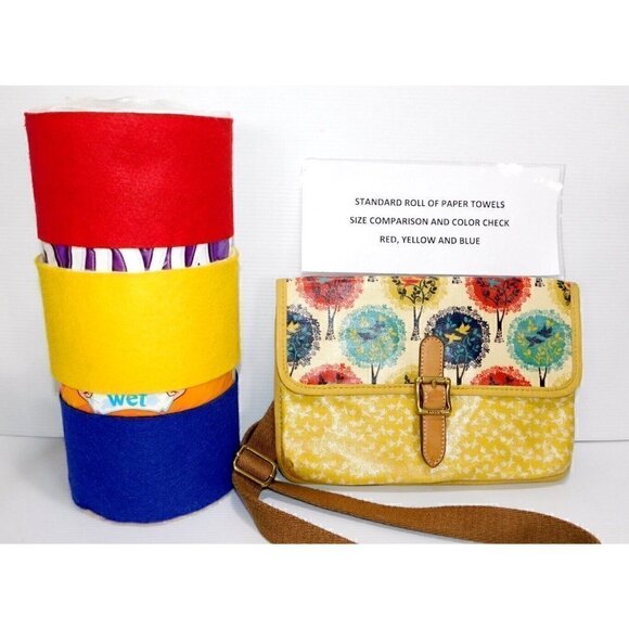 FOSSIL yellow multicolor shoulder bag, cross body, handbag, purse - Picture 4 of 8